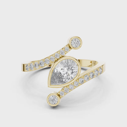 Pear Cut Bezel Bypass Diamond Ring