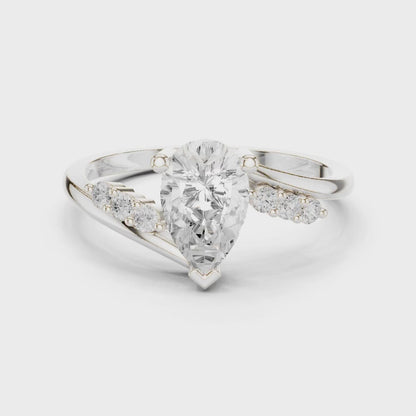 Pear Cut Bypass Engagement Ring