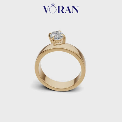Oval Cut Diamond Inverted Solitaire Ring