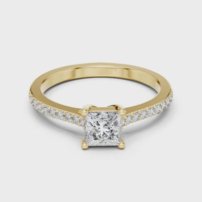 Classic Princess Cut Pavé Engagement Ring