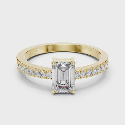 Classic Emerald Cut Pavé Engagement Ring
