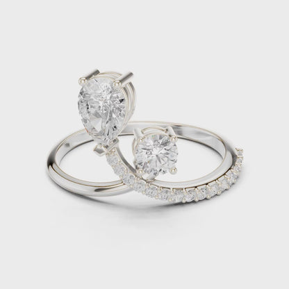 Pear & Round Cut Bypass Double Ring