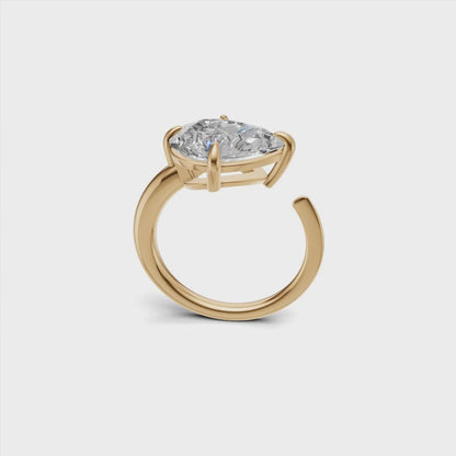 Pear Cut Diamond Open Cuff Solitaire Ring