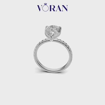 Pear Cut Diamond Solitaire Ring with Micro-Pavé Band