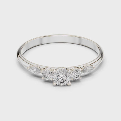 Round & Marquise Five-Stone Cluster Ring