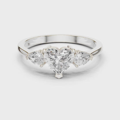 Heart Cut Three-Stone Engagement Ring