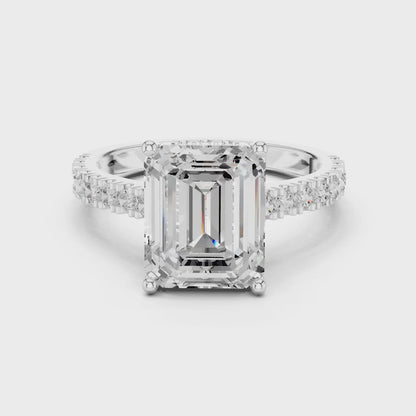 Emerald-Cut Hidden Halo Engagement Ring