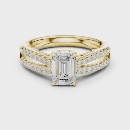 The Split-Pavilion Emerald Diamond Ring