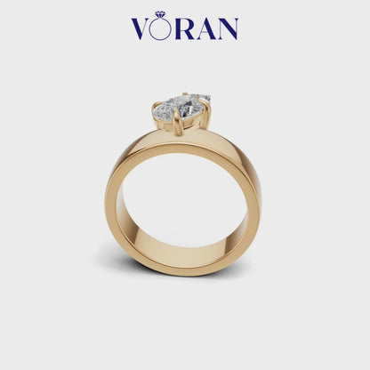 Pear Cut Diamond Sculptural Wide Band Ring