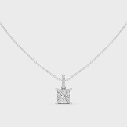 Princess Hidden Halo Pavé-Bail Pendant