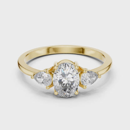 Oval Center Ring with Pear Side Diamonds