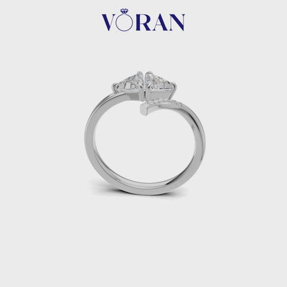 Dual Trillion Cut Diamond Asymmetrical Bypass Ring