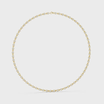 Bezel-Set Station Diamond Tennis Chain Necklace