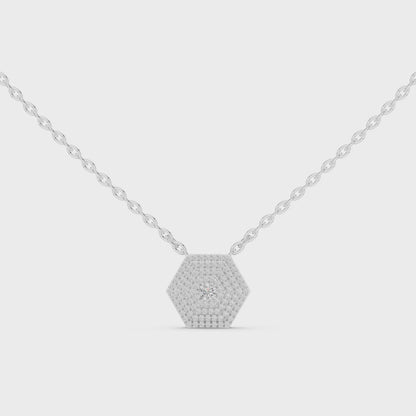 Geometric Hexagon Pavilion Diamond Pendant