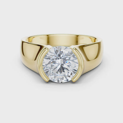 Sculptural Tension-Style Solitaire Ring