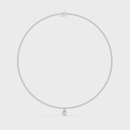 Pear Diamond Halo Drop Single-Liner