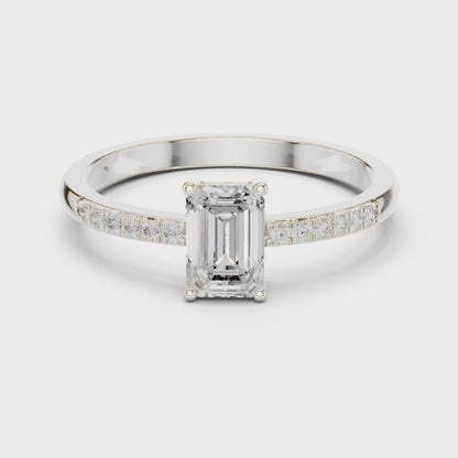 Emerald Cut Pavé Engagement Ring