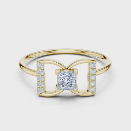 Princess-Cut Diamond Butterfly Geometric Pavé Ring