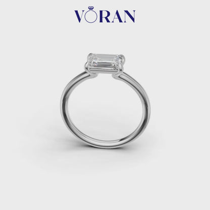 Emerald Cut Diamond Four-Prong Solitaire Ring