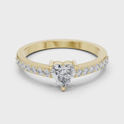 Elegant Heart Cut Pavé Engagement Ring