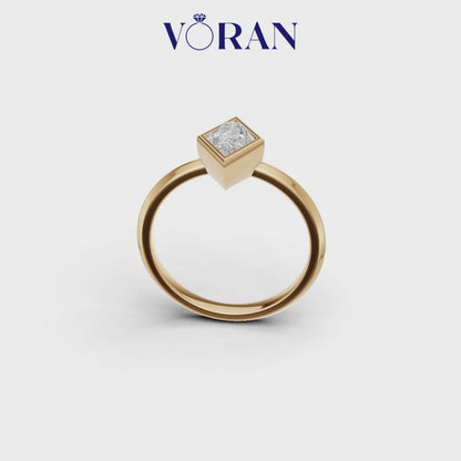 Kite Cut Diamond Bezel Solitaire Ring