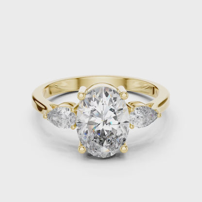 Elegant Oval Trilogy Diamond Engagement Ring