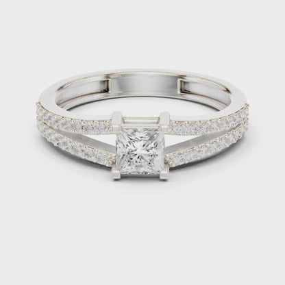 Princess Cut Split-Shank Engagement Ring